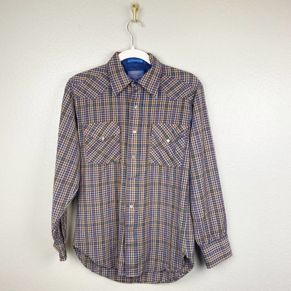 Pendleton Other - Vintage 60s 70s Pendleton Plaid Check Snap Front Wool Western Workwear Shirt